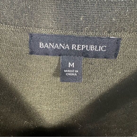 Banana Republic Olive Green Sparkle Crew Sweater Size Medium Winter Holiday Snow - Picture 8 of 13